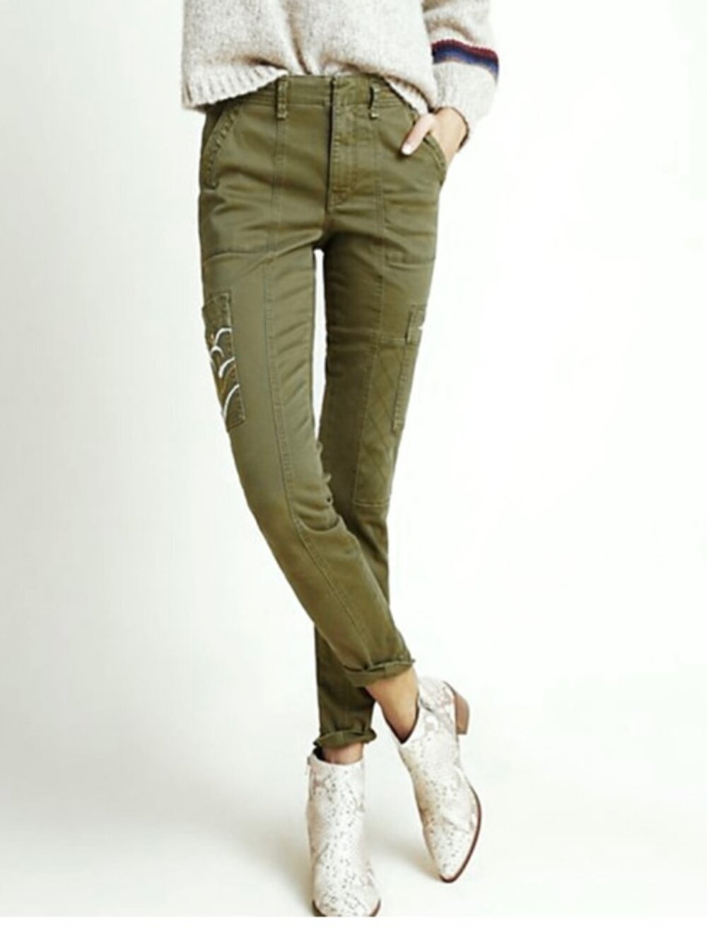 Anthropologie Austen Embroidered Utility Pants Size 27